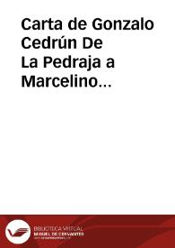 Portada:Carta de Gonzalo Cedrún De La Pedraja a Marcelino Menéndez Pelayo. 14-nov-08