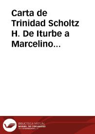 Portada:Carta de Trinidad Scholtz H. De Iturbe a Marcelino Menéndez Pelayo. Madrid, 8 junio 1909