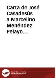 Portada:Carta de José Casadesús a Marcelino Menéndez Pelayo. Barcelona, 26 marzo 1911