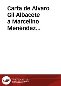 Portada:Carta de Alvaro Gil Albacete a Marcelino Menéndez Pelayo. 10-jul-11