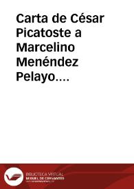 Portada:Carta de César Picatoste a Marcelino Menéndez Pelayo. Madrid, 14 diciembre 1911