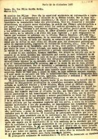 Portada:Carta de Fernando Valera a Félix Gordón Ordás. París, 12 de diciembre de 1950