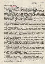 Portada:Carta de José Antonio Balbontín a Juan Negrín. Londres, 1 de diciembre 1941