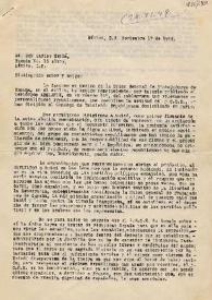 Portada:Carta de UGT a Carlos Esplá. México D. F., 17 de noviembre de 1948 