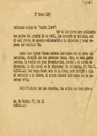 Portada:Carta de Carlos Esplá a España Libre. México, 27 de marzo de 1943