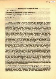 Portada:Carta fechada en enero de 1942 sobre acusaciones de comunismo
