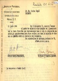 Portada:Carta de Arturo Mori a Carlos Esplá. México, D.F., 11 de junio de 1944 / Arturo Mori y E. Criado y Romero