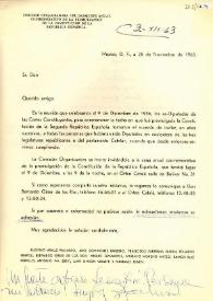 Portada:Carta de Bernardo Giner de los Ríos a Esplá sobre la conmemoración de la República. México, 25 de noviembre de 1963 