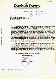 Portada:Carta de Rodrigo Díaz, de \"España Errante\", a Carlos Esplá. Propuesta de concesión del premio nobel a Adolfo López Mateos, Presidente de México. México, 4, D.F., 1º de junio de 1964