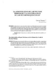 Portada:La admisibilidad de las pruebas periciales y la racionalidd de las decisiones judiciales / Carmen Vázquez