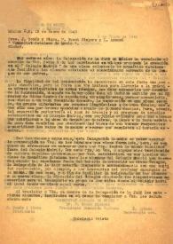 Portada:Carta de Indalecio Prieto a J. Tomás i Piera, P. Bosch Gimpera y L. Aymamí. México, 13 de enero 1942