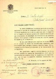 Portada:Carta de Ángel Menéndez, Presidente del Frente Democrático Español, a Carlos Esplá. Veracruz, 7 de agosto de 1943