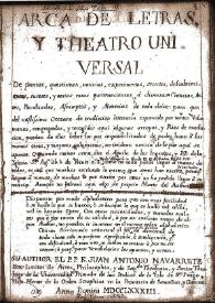 Portada:Arca de letras y theatro universal / su author el P. P. Fr. Juan Antonio Navarrete