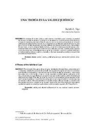 Portada:Una teoría de la validez jurídica / Rodolfo Luis Vigo