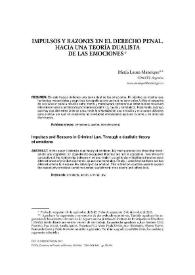 Portada:Impulsos y razones en el derecho penal. Hacia una teoría dualista de las emociones / María Laura Manrique