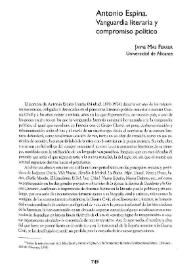 Portada:Antonio Espina. Vanguardia literaria y compromiso político
 / Jaime Mas Ferrer