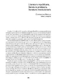 Portada:Literatura republicana, literatura proletaria, literatura revolucionaria / Constantino Bértolo