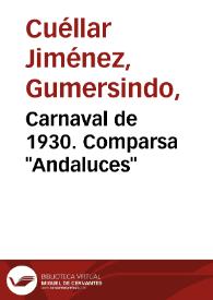 Portada:Carnaval de 1930. Comparsa \"Andaluces\"