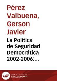 Portada:La Política de Seguridad Democrática 2002-2006: efectos socioeconómicos en las áreas rurales