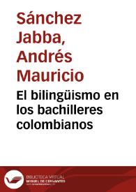 Portada:El bilingüismo en los bachilleres colombianos