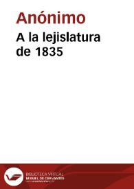 Portada:A la lejislatura de 1835