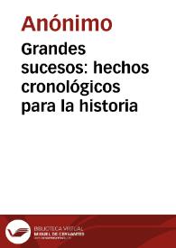 Portada:Grandes sucesos: hechos cronológicos para la historia