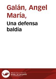 Portada:Una defensa baldía