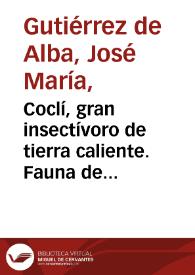 Portada:Coclí, gran insectívoro de tierra caliente. Fauna de Colombia