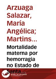 Portada:Mortalidade materna por hemorragia no Estado de Santa Catarina, Brasil