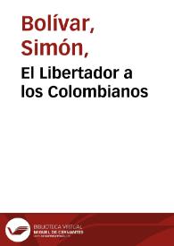 Portada:El Libertador a los Colombianos