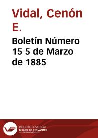 Portada:Boletín Número 15 5 de Marzo de 1885