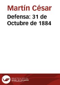 Portada:Defensa: 31 de Octubre de 1884