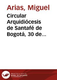 Portada:Circular Arquidiócesis de Santafé de Bogotá, 30 de junio de 1863