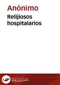 Portada:Relijiosos hospitalarios