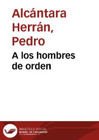 Portada:A los hombres de orden