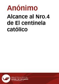 Portada:Alcance al Nro.4 de El centinela católico