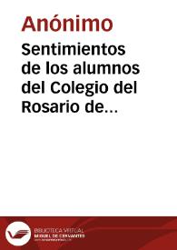 Portada:Sentimientos de los alumnos del Colegio del Rosario de Bogotá, en la muerte de su ilustre rector, el S. José María del Castillo i Rada, acaecida a los tres cuartos para las diez de la mañana del día 23 de febrero de 1835