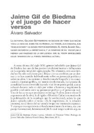 Portada:Jaime Gil de Biedma y el juego de hacer versos / Álvaro Salvador