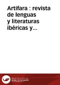 Portada:Artifara : revista de lenguas y literaturas ibéricas y latinoamericanas