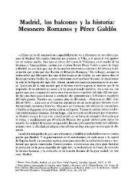 Portada:Madrid, los balcones y la historia: Mesonero Romanos y Pérez Galdós / Farris Anderson