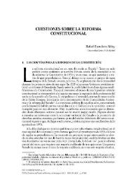 Portada:Cuestiones sobre la reforma constitucional / Rafael Escudero Alday