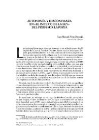 Portada:Autonomía y desconfianza en «El imperio de la ley» del profesor Laporta / Juan Manuel Pérez Bermejo