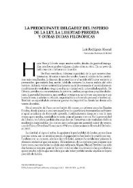 Portada:La preocupante delgadez del imperio de la ley, la libertad perdida y otras dudas filosóficas / Luis Rodríguez Abascal