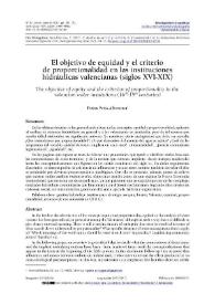 Portada:El objetivo de equidad y el criterio de proporcionalidad en las instituciones hidráulicas valencianas (siglos XVI-XIX) / Tomás Peris-Albentosa