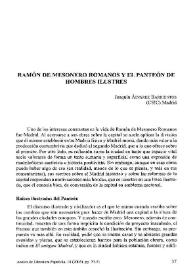 Portada:Ramón de Mesonero Romanos y el Panteón de los hombres ilustres / Joaquín Álvarez Barrientos