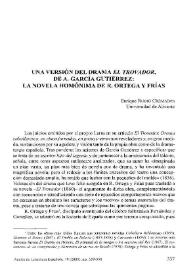 Portada:Una versión del drama \"El Trovador\", de A. García Gutiérrez: la novela homónima de R. Ortega y Frías / Enrique Rubio Cremades