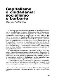 Portada:Capitalismo o ciudadanía : socialismo o barbarie / Mauro Caffarato