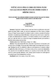 Portada:Poética de la piel: la obra de Sylvia Plath a la luz de las propuestas de Didier Anzieu y Hélène Cixous / Ioana Gruia