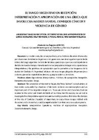 Portada:El tango argentino en recepción: interpretación y apropiación de una lírica que involucra madres santas, consejos cínicos y violencia de género / María de los Ángeles Montes