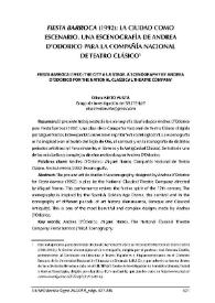 Portada:\"Fiesta Barroca\" (1992): la ciudad como escenario. Una escenografía de Andrea D´Odorico para la Compañía Nacional de Teatro Clásico / Olivia Nieto Yusta